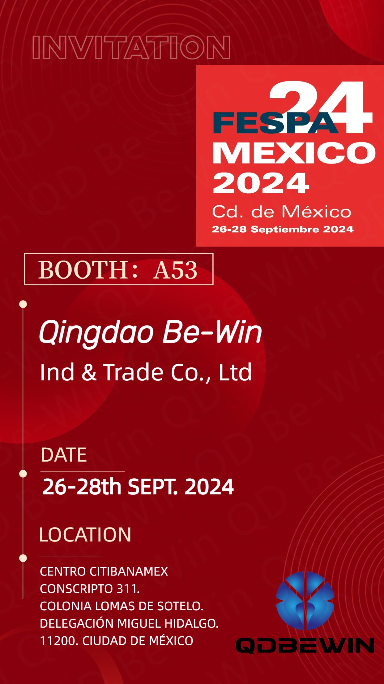 Qingdao Be-Win Ind & Trade Co., Ltd kanggo Pameran Lembaran Akrilik, Papan Busa PVC, lan Panel Komposit Aluminium ing FESPA 2024 Meksiko